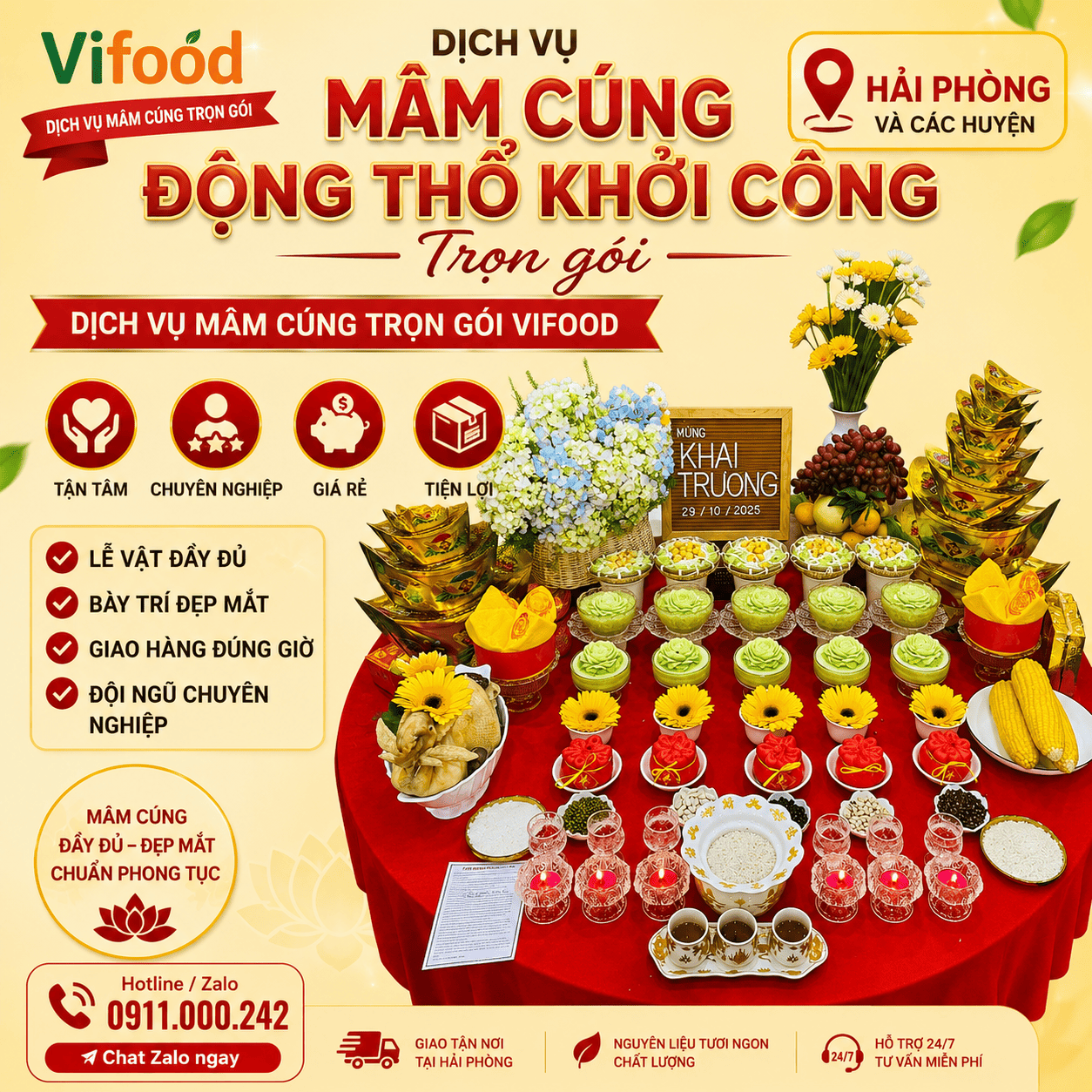 Mâm Cúng Động Thổ Chất Lượng – Giá Cả Hợp Lý Tại Hải Phòng