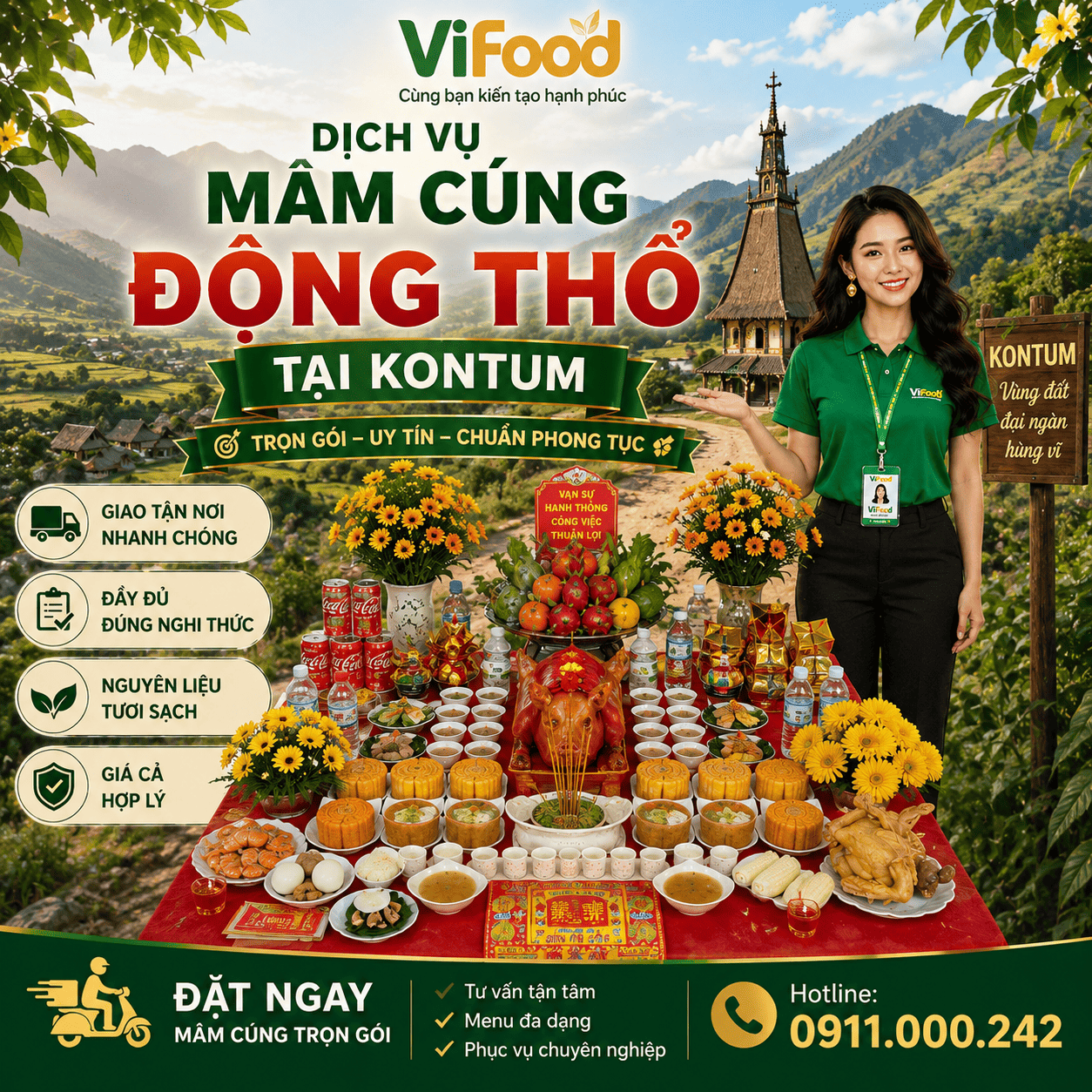 Mâm Cúng Động Thổ Chuẩn Nghi Lễ Tại Kon Tum 
